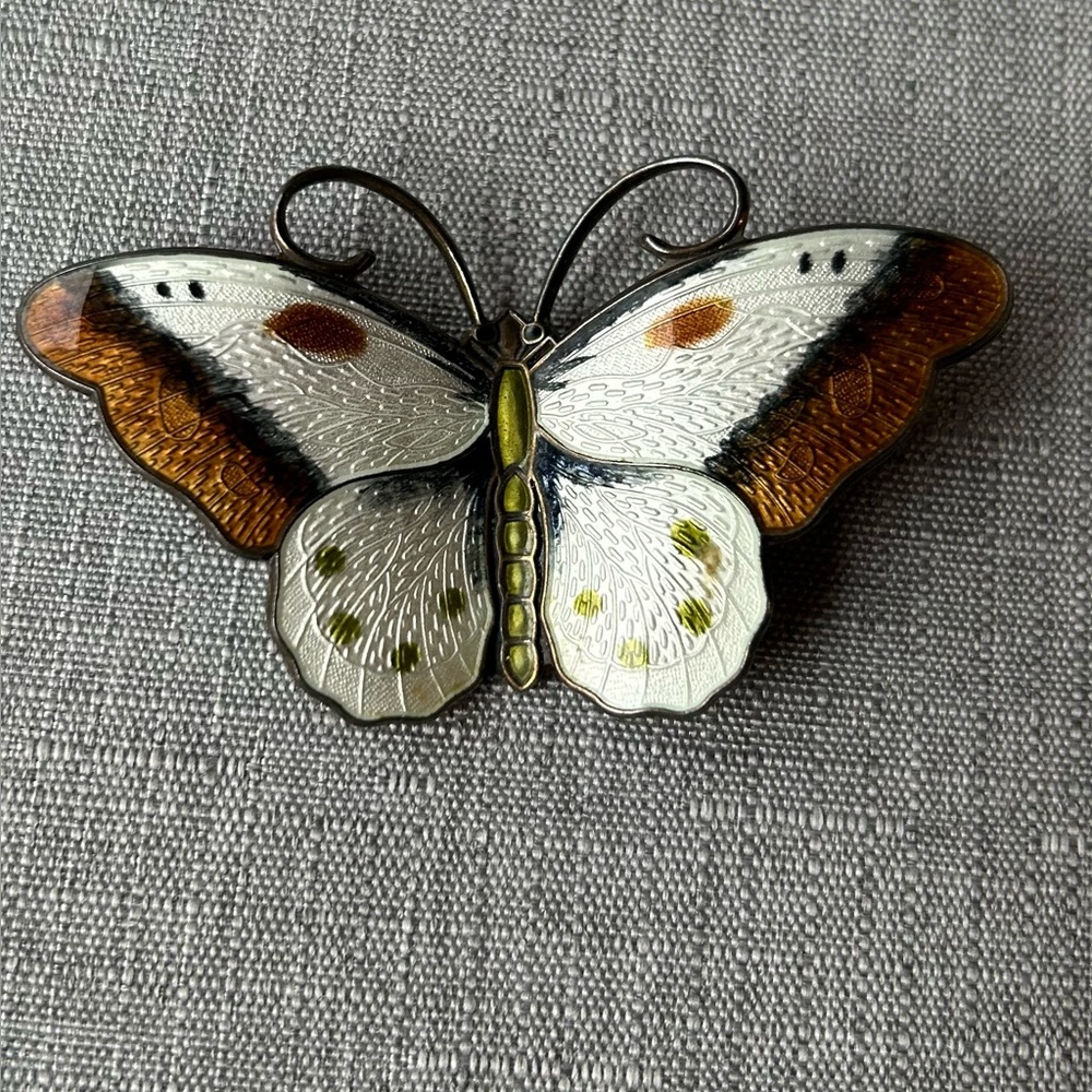 Elegant Butterfly Brooch Real Wings, Sterling
